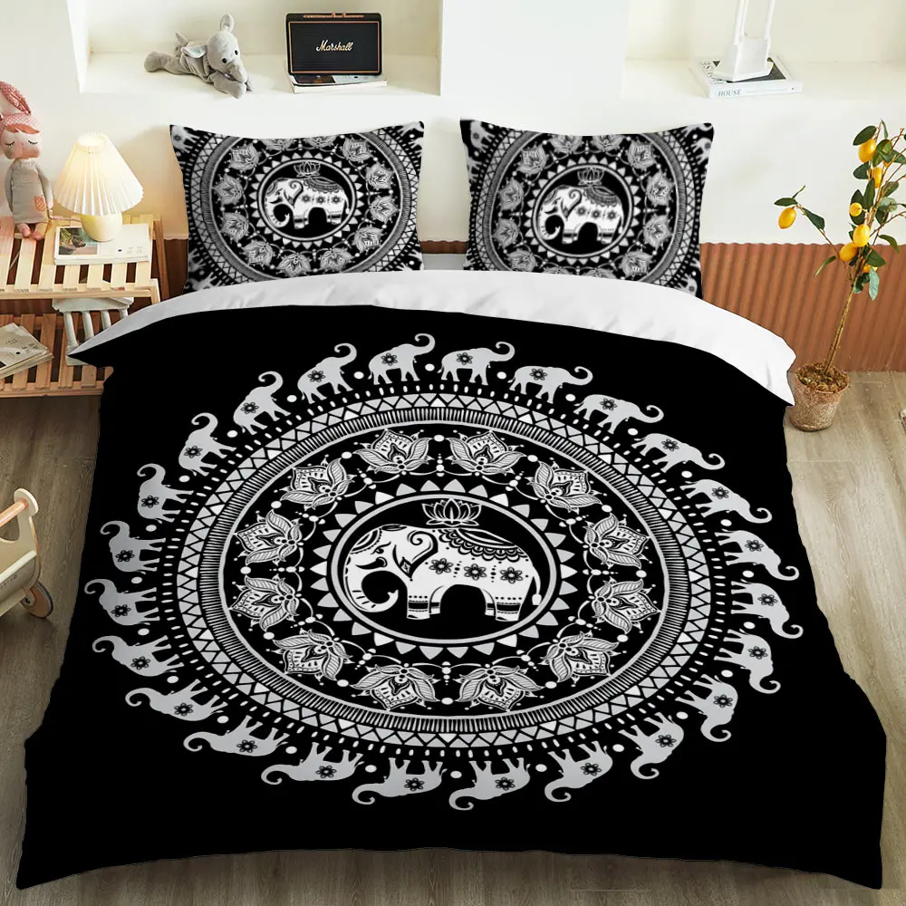 Комплект постельного белья в национальном стиле богемном с рисунком мандалы