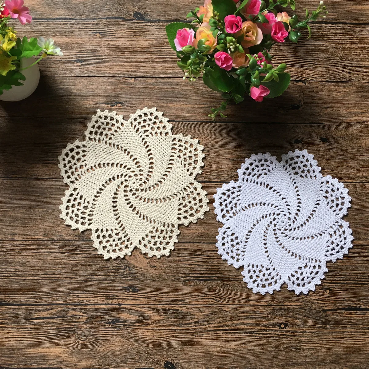 Новый дизайн 12 шт. 100% хлопок ручная работа вязание крючком чашки коврик