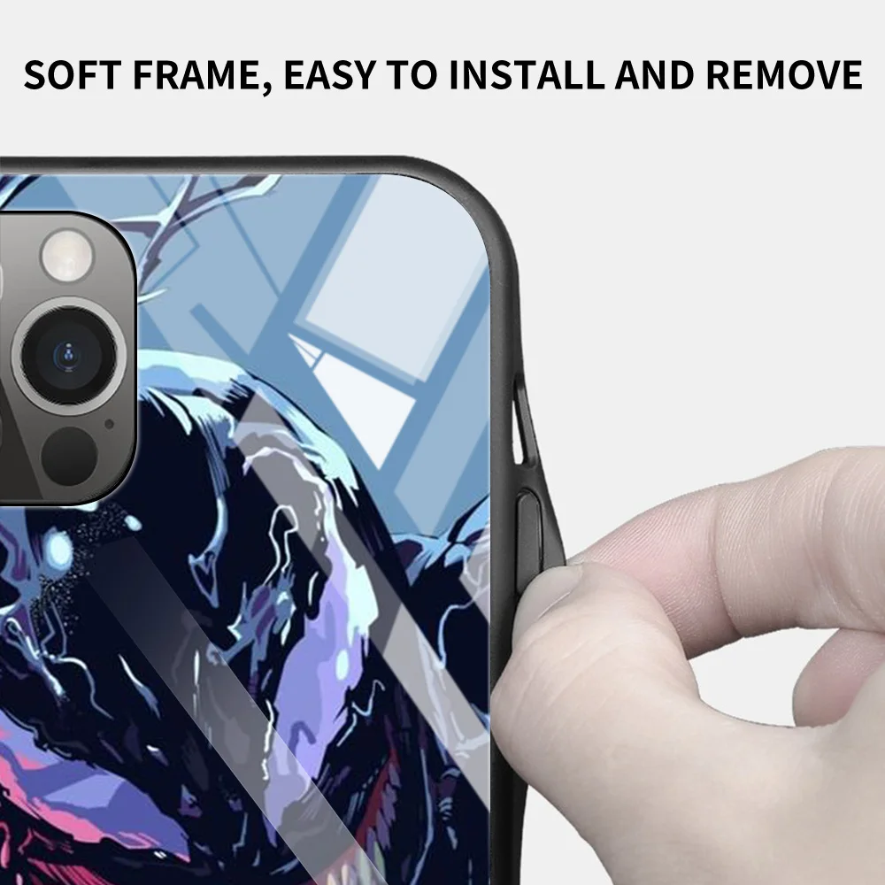 Чехол Venom из закаленного стекла Marvel для iPhone 12 11 Pro Max 13 Mini X XR XS 8 7 6s Plus SE 2020 чехол