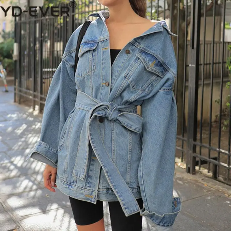 Новинка 2020 осенне-зимние женские джинсовые куртки верхняя одежда на шнуровке с