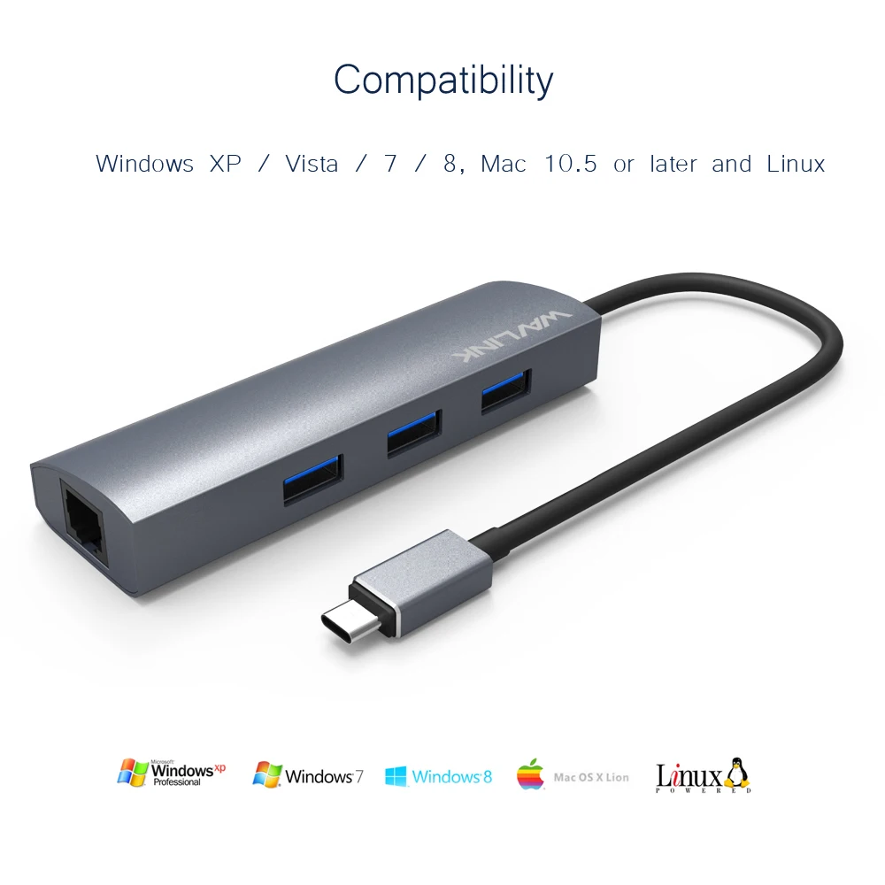 Wavlink Φ 3 0 с RJ45 Gigabit Ethernet алюминиевый адаптер стандарта USB Type C сетевая карта для MacBook