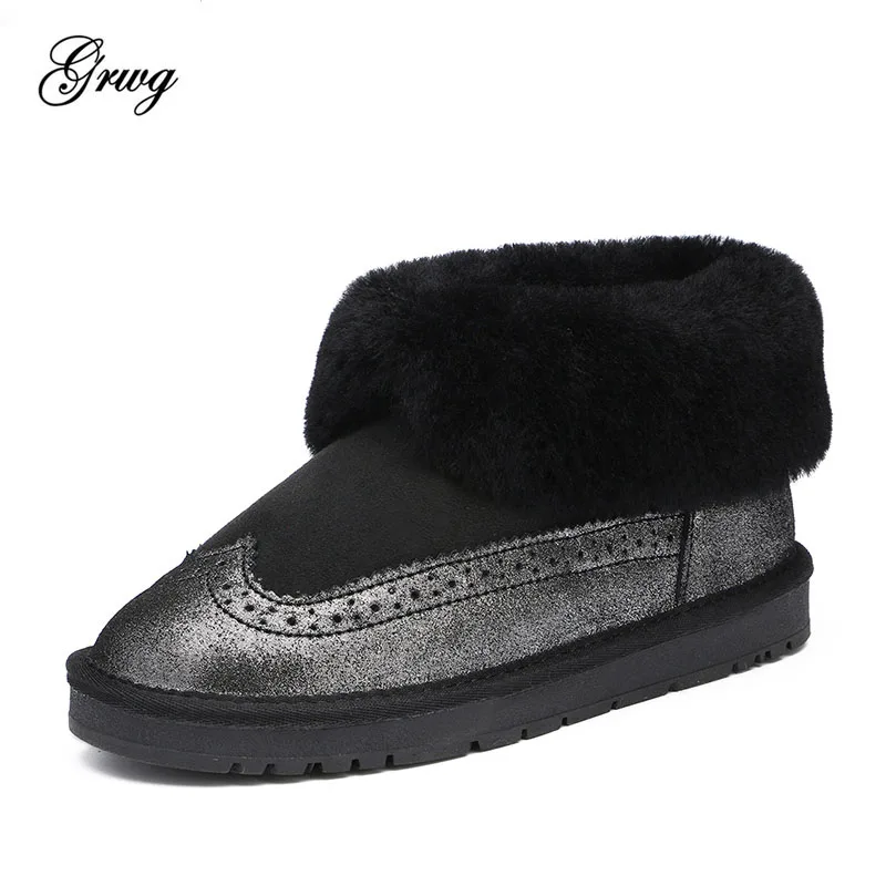 GRWG/модные новые женские ботинки зимняя женская обувь зимние из 100% натуральной