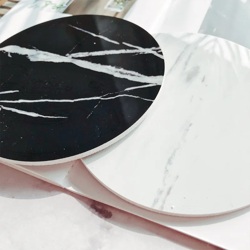 Creative PVC Marble Coaster Drink Coffee Cup Mat Tea Pad Dining Table Placemats Black White Chic Decoration 1PC New | Дом и сад