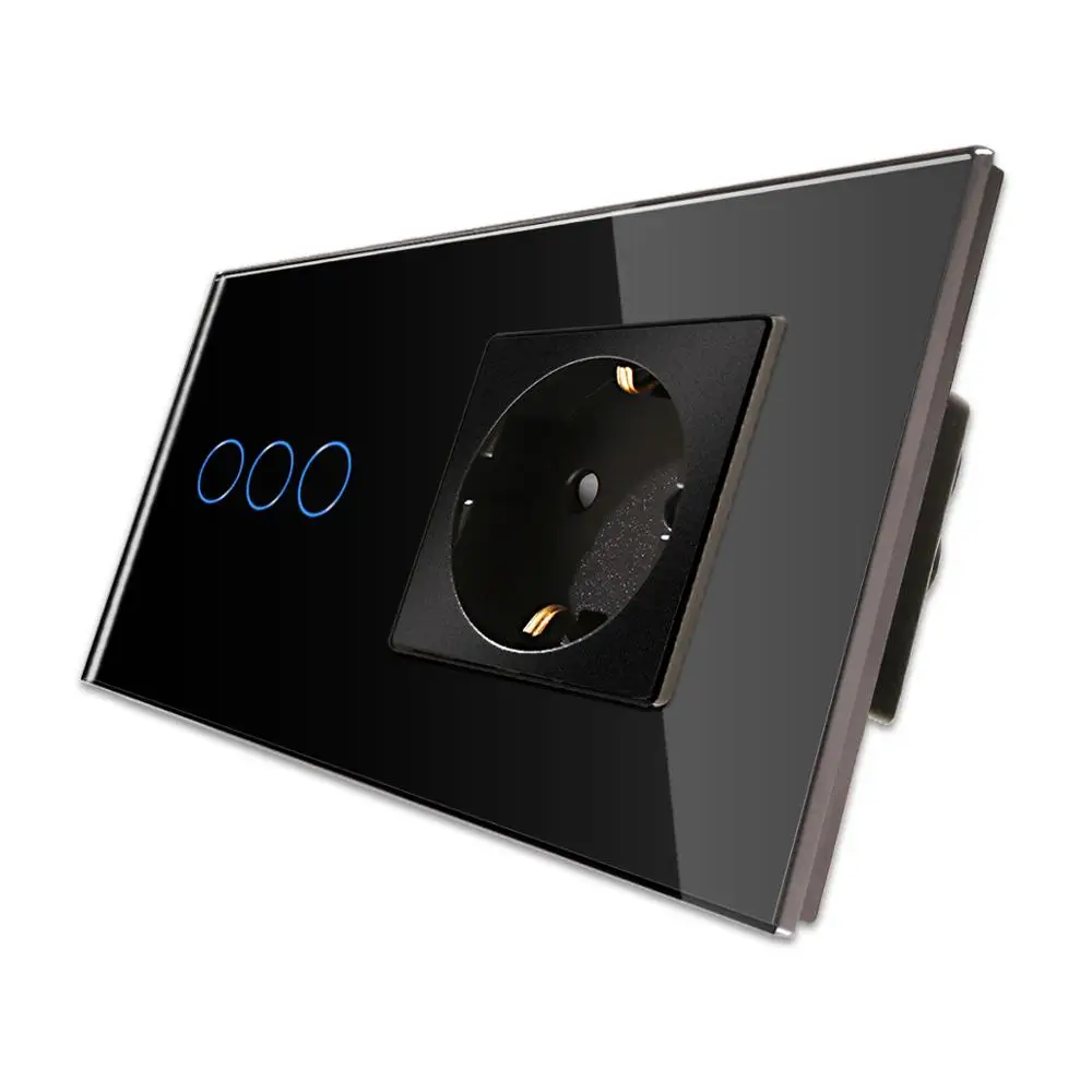 

Переключатель света Bingoelec Wi-Fi 3G 1 Вт с немецкой розеткой, голосовое управление, сенсорный переключатель, умная жизнь, работа с Alexa Google Home 157*86 м...