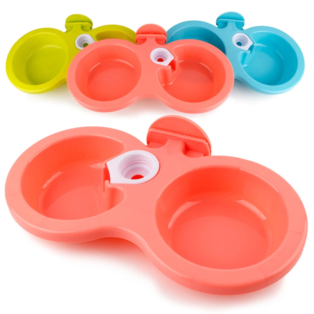 Двойной птичья клетка висит Еда чаши автомат питьевой воды подачи 3 цвета кошачья