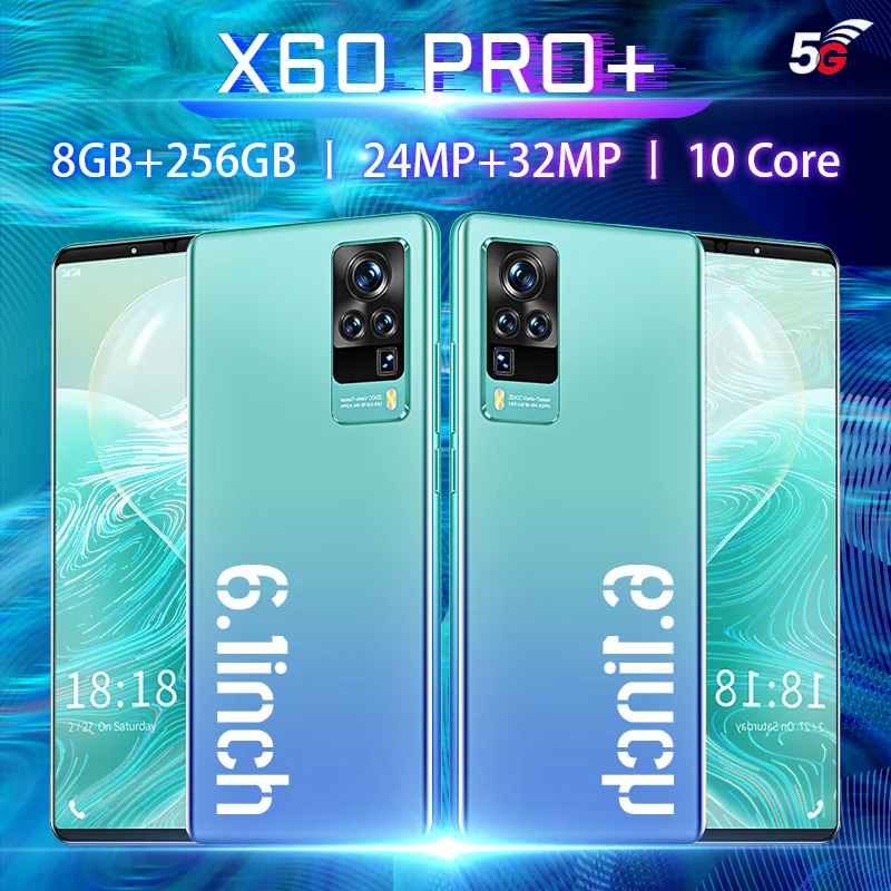 

Global Version X60 Pro+ Smartphone 5200mAh 12+512GB 6.1Inch Dual SIM Dual Standby Support Face ID 4G5G Network Android CellPhone