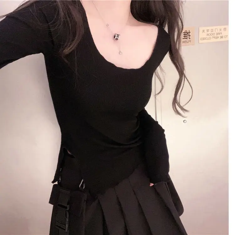 Блузка Женская приталенная с завышенной талией короткая рубашка облегающая