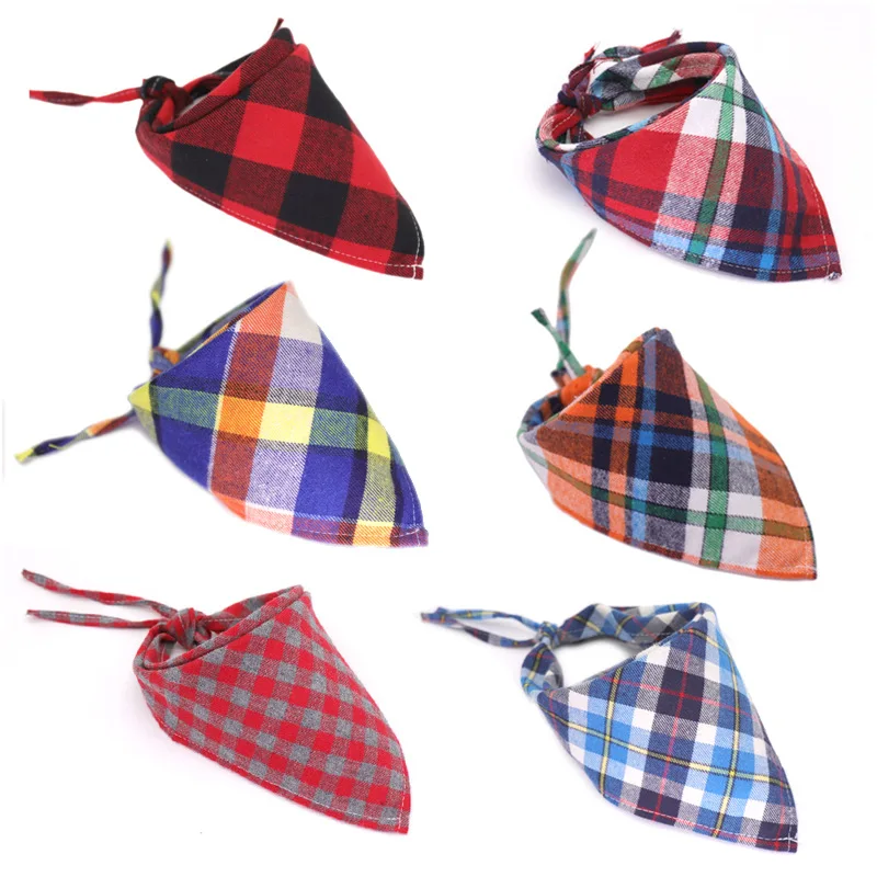 Клетчатая бандана для собак шарф воротник модные моющиеся хлопковые