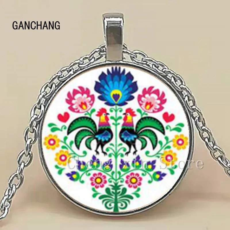 Ожерелье из полированного стекла с изображением народного искусства модные