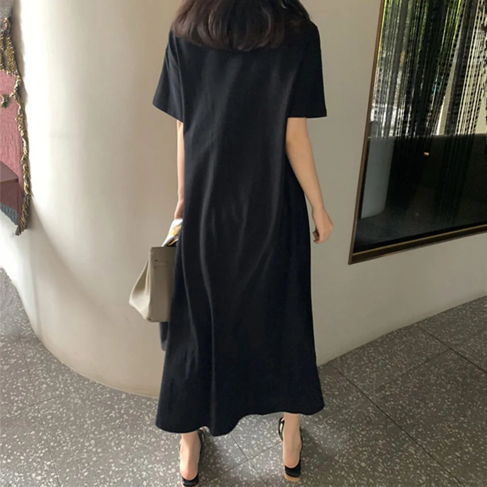 

Japanese Korean Version Summer Women's Dress 2021 Simple Casual Temperament Fashion Solid Color Square Collar Summer