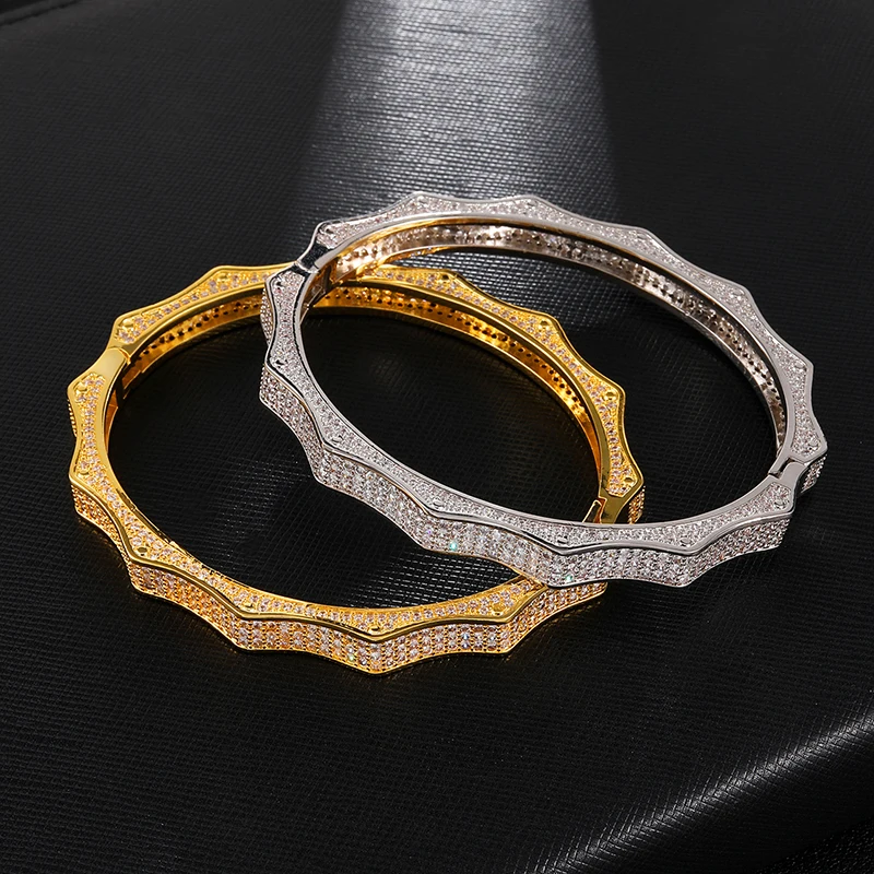 Мужской сверкающий браслет в стиле хип хоп со стразами золотого цвета кубинские