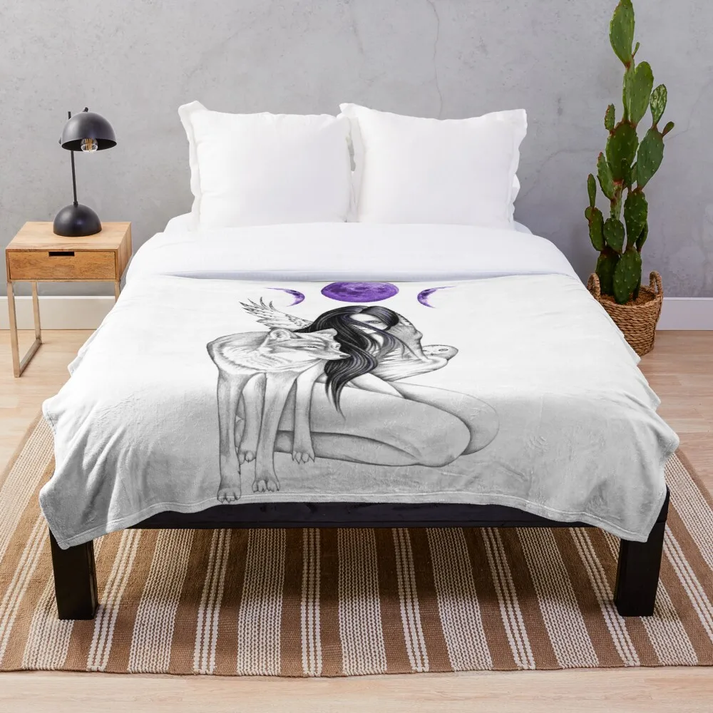 

Purple Moon Throw Blanket Super Soft Blanket Sublimation Covered Blanket Bedding Flannel for Children Adult Bedrooms Decor