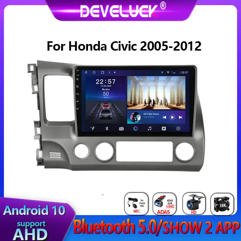 Автомагнитола 2 din Android 10 мультимедийный видеоплеер навигация GPS для Honda Civic 2005 2012 AHD
