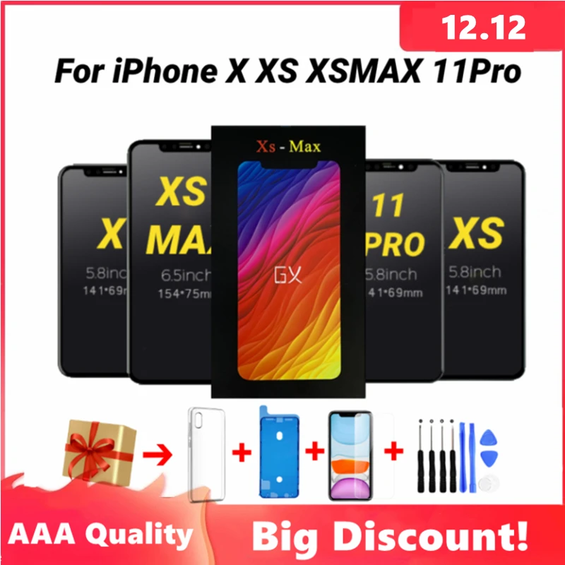 

ЖК-дисплей GX X OLED для iPhone X XS 11Pro 12 PRO, дисплей с сенсорным экраном и дигитайзером в сборе, замена для iPhoneX 12 LCD
