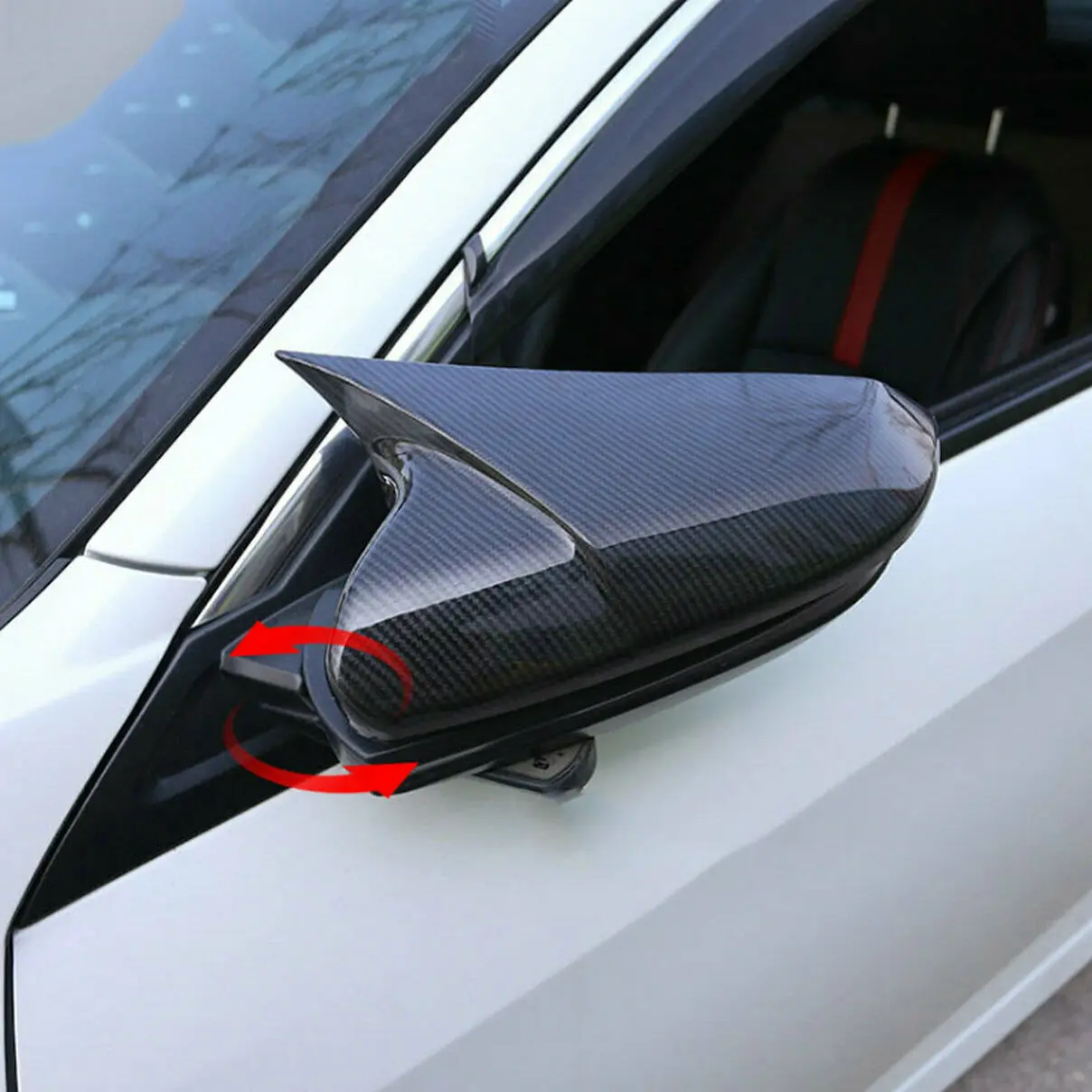 

2Pcs Auto Car Rear View Side Mirror Cover Trim For Honda Civic Sedan Coupe Hatchback 2016-2020 Carbon Fiber Style