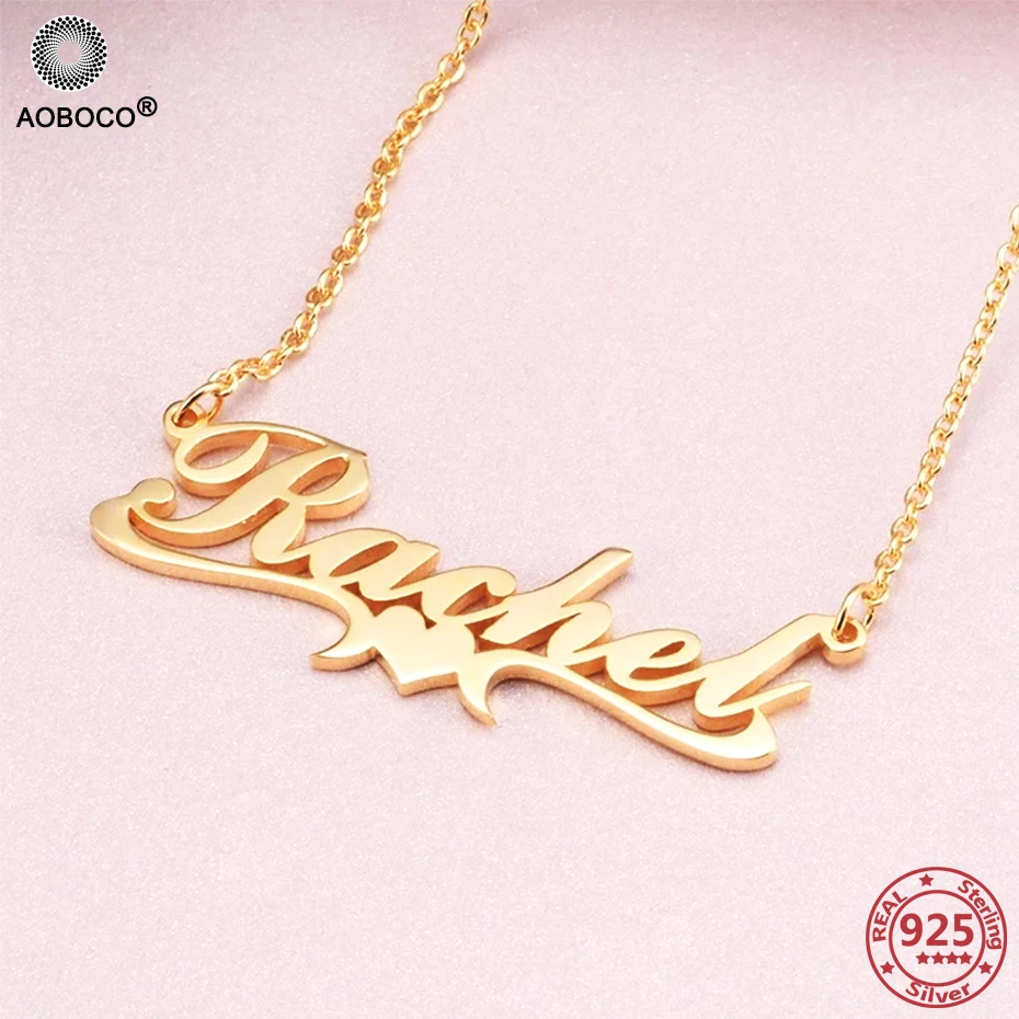 AOBOCO ожерелье из стерлингового серебра 925 пробы с именем сделай сам Женское