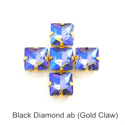 Black Diamond AB Квадратные много цветов стеклянные стразы шьют на стразы с коготь Flatback лучшие стеклянные стразы пришить на коготь из стразов для одежды B3467 - Цвет: Black Diamond AB