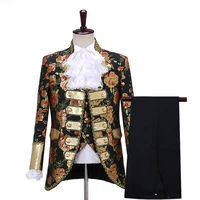 deluxe victorian king prince costume for adult men top vest jacket coat blazer suit stage theater cosplay outfit pants jabot tie