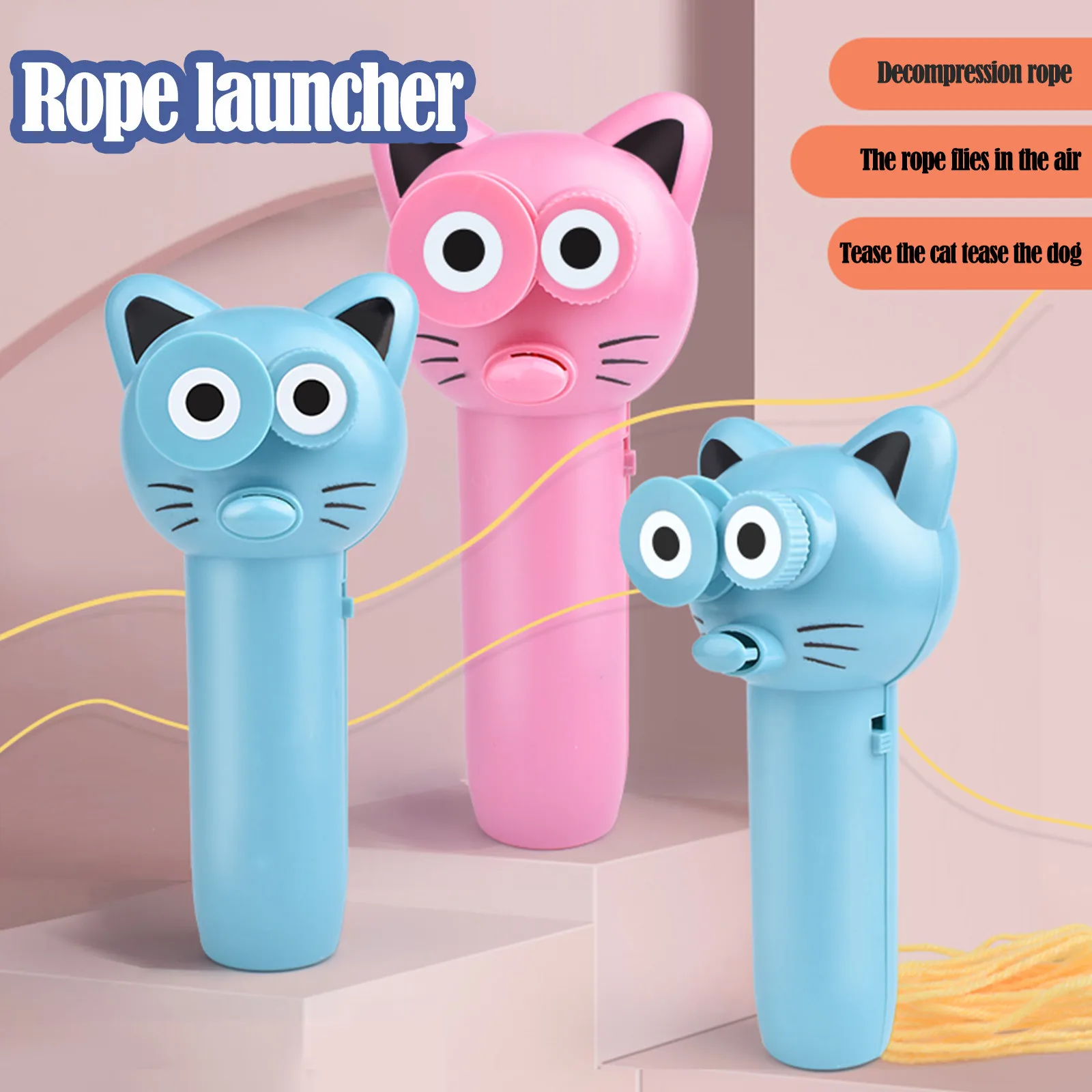 hot zipstring rope launcher propeller toys cute cat string controller rope flying funny party electric toy for kids xmas gifts free global shipping