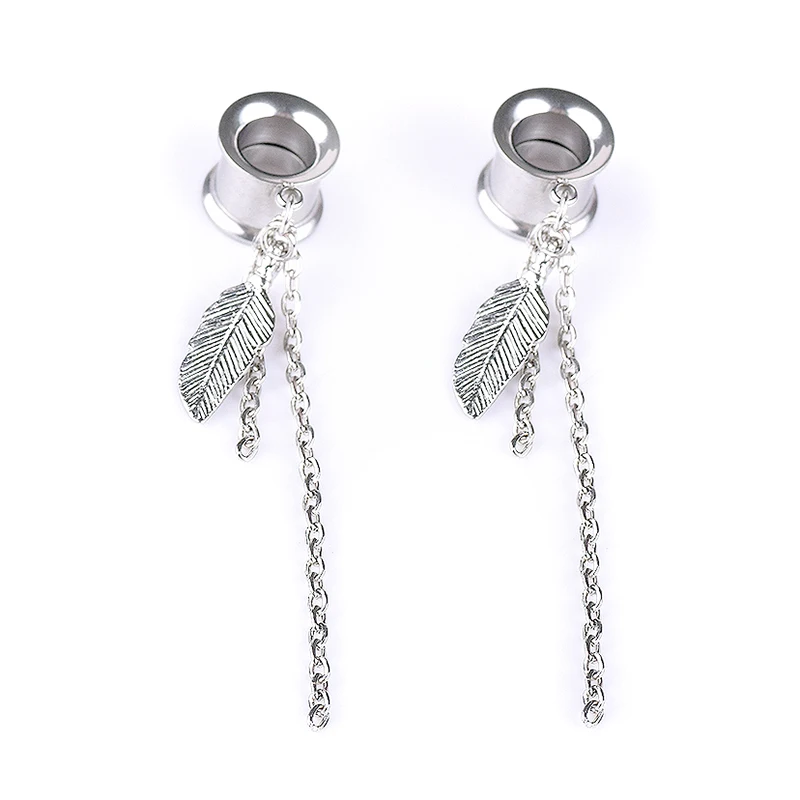 Серьги из нержавеющей стали для пирсинга Ушные Шпильки двойной рожок с бахромой