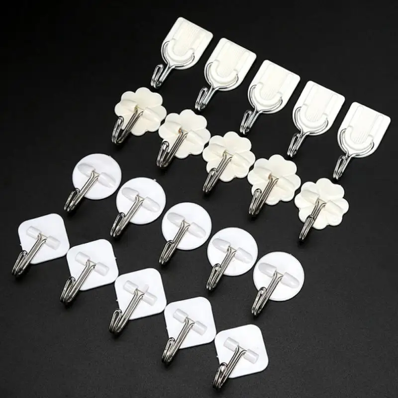 

10pcs Multi-Purpose Hooks Self Adhesive Bathroom Wall Door Holder Hook Hanger Strong Sticky Hooks Kitchen Tools