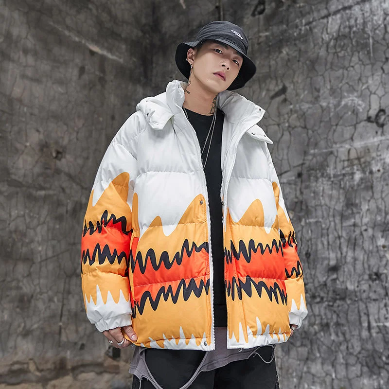 

Hybskr, новинка зимы 2021, мужские парки контрастных цветов с капюшоном, модные брендовые теплые куртки с хлопковой подкладкой