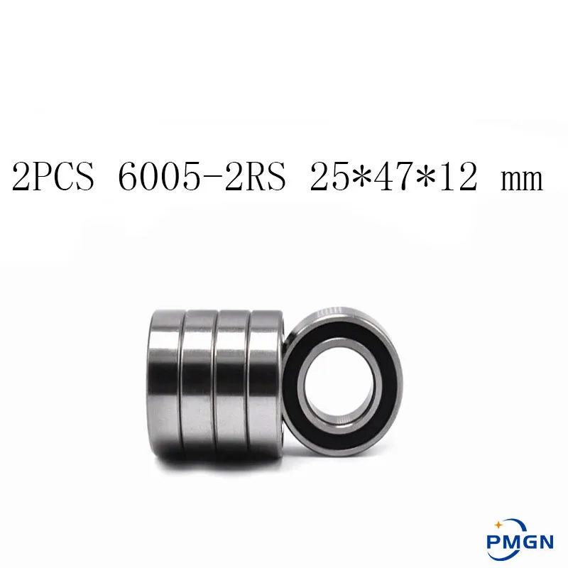 

2PCS ABEC-5 6005 2RS 6005RS 6005-2RS 6005 RS 25*47*12 mm Miniature Rubber seal High quality Deep Groove Ball Bearing