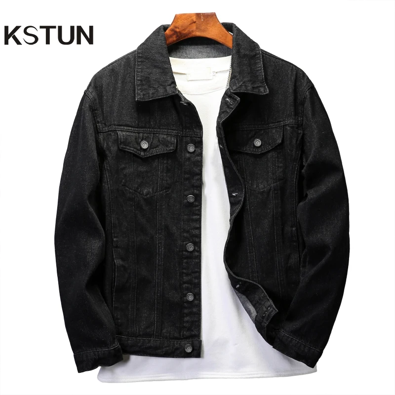 Мужская джинсовая куртка известного бренда однотонная черная Повседневная