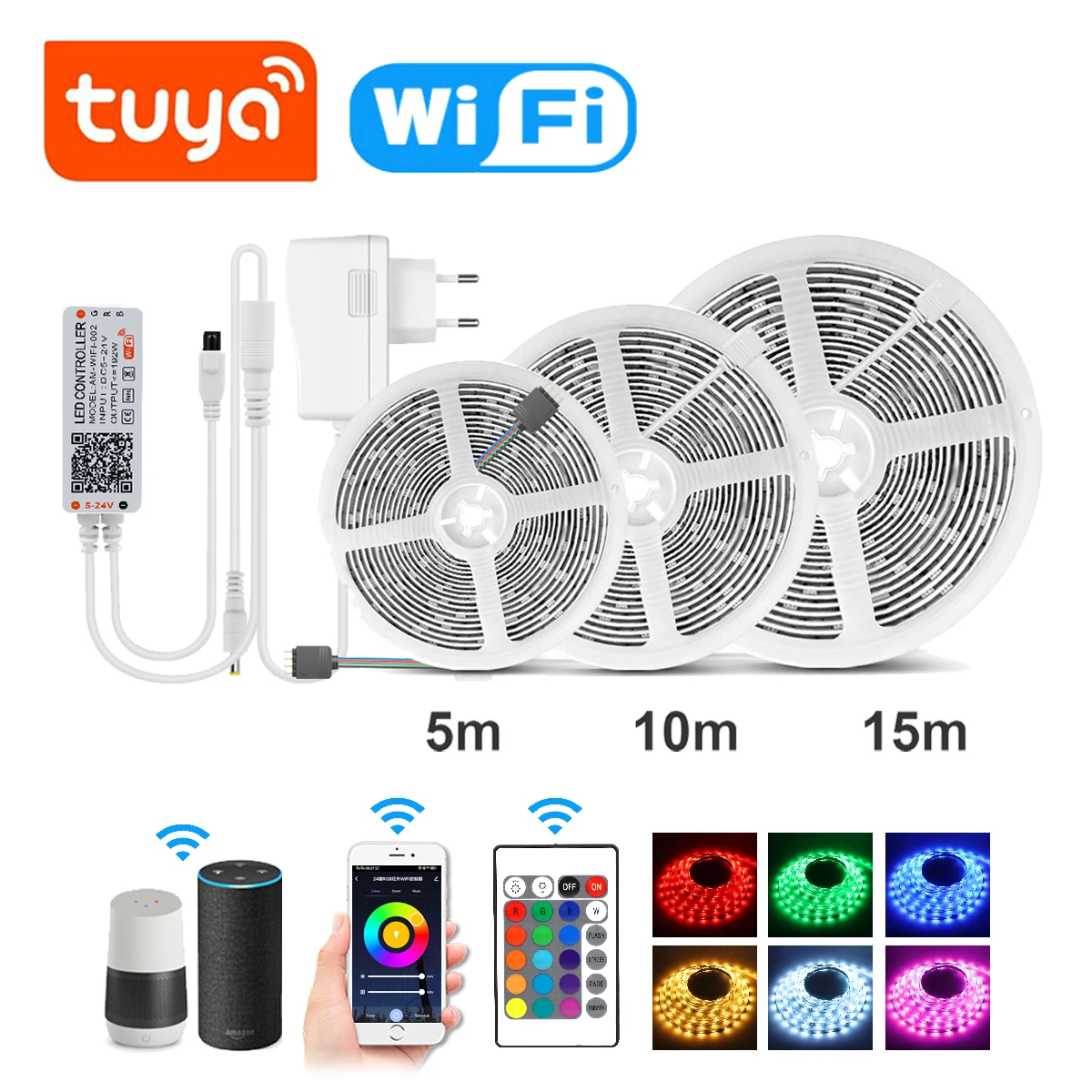 Светодиодная лента Alexa RGB с Wi Fi и регулировкой яркости умный светильник для