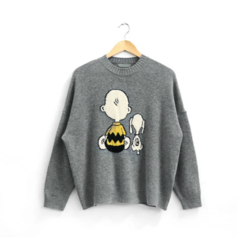 2019 Korean Sweater Women Autumn Winter Knitted Pullover Jersey Cartoon Jumper Vintage Pull Femme Plus Size Sueter Mujer | Женская