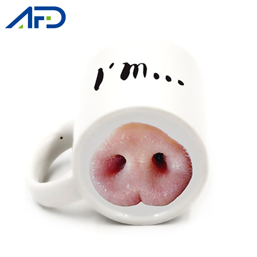 Креативная керамическая кружка с ручкой ручная роспись в виде носа свиньи