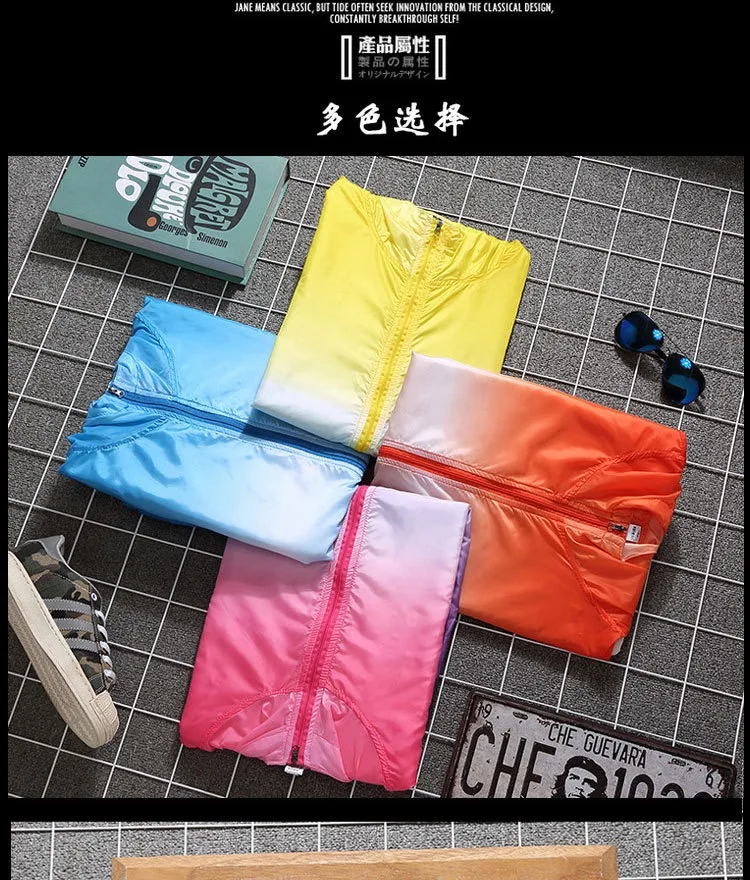 

Men's and women's fashion casual sunscreen clothing spring and summer sports gradient color breathable windproof rainproof quick