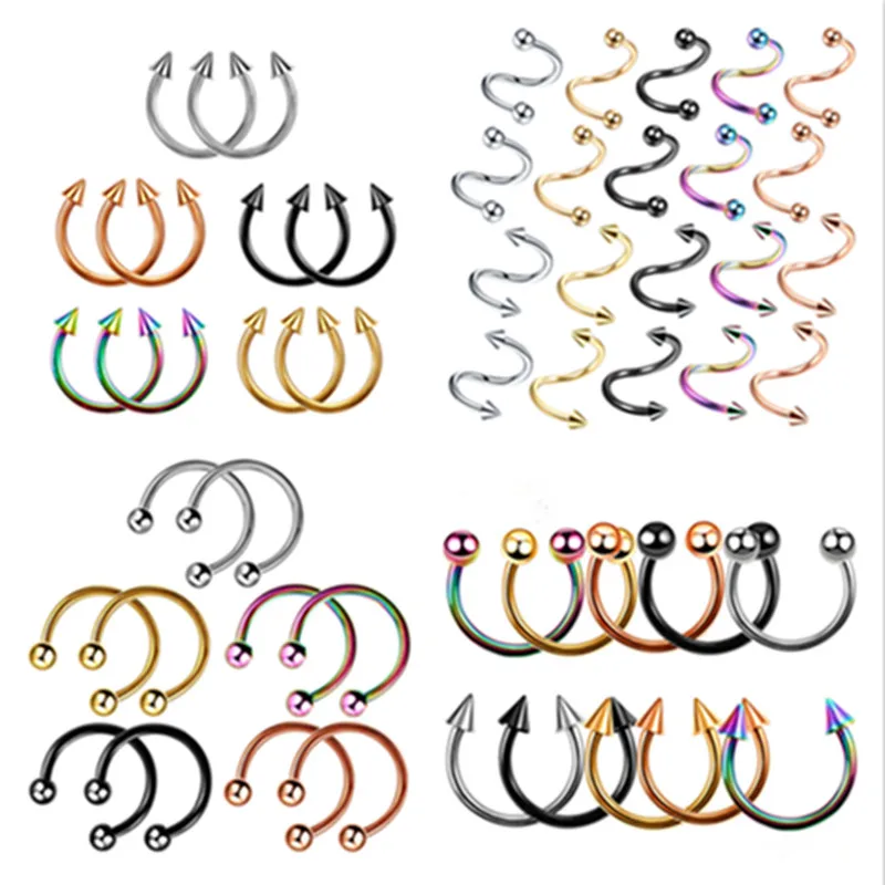 

5/10pcs/set Steel Ear Piercings Helix Piercings Eyebrow Piercings Lip Labret Rings Earring Tragus C Shape Nose Ring Body Jewelry