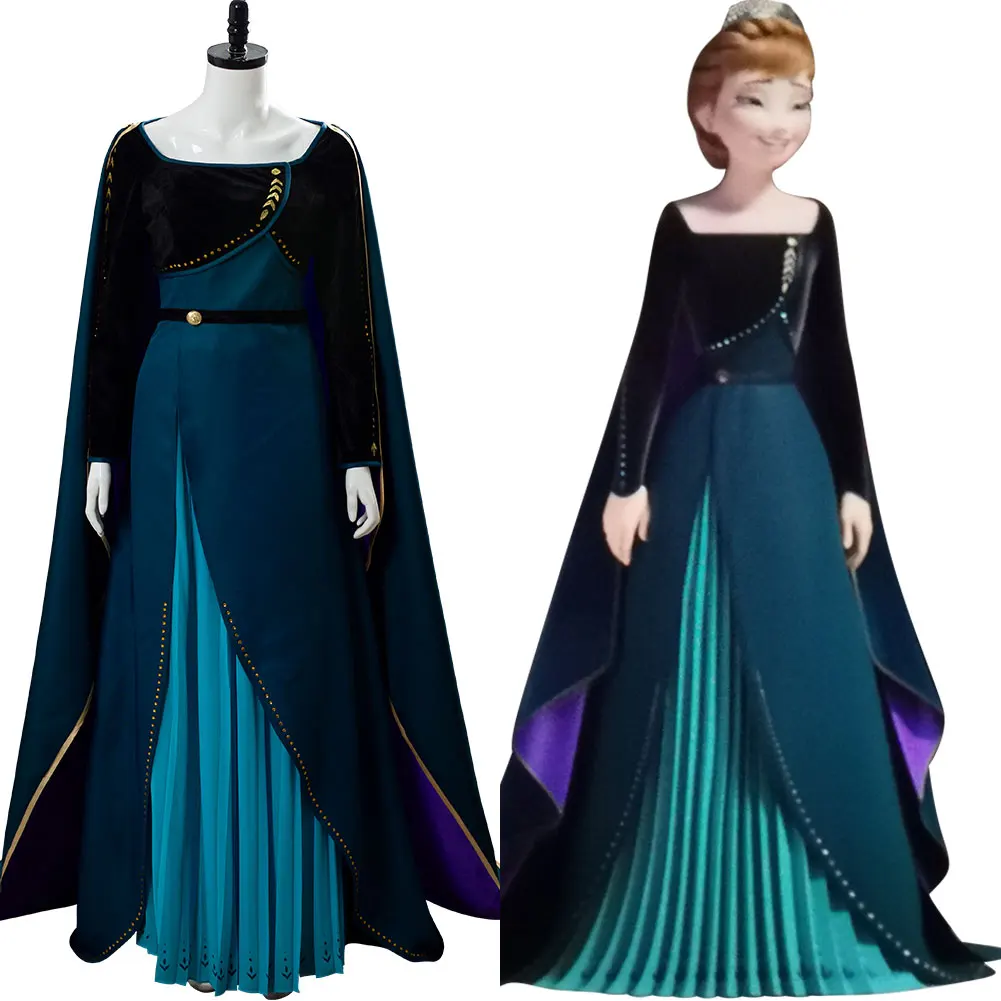(В наличии) костюм королевы Анны для косплея платье взрослых черное зеленое