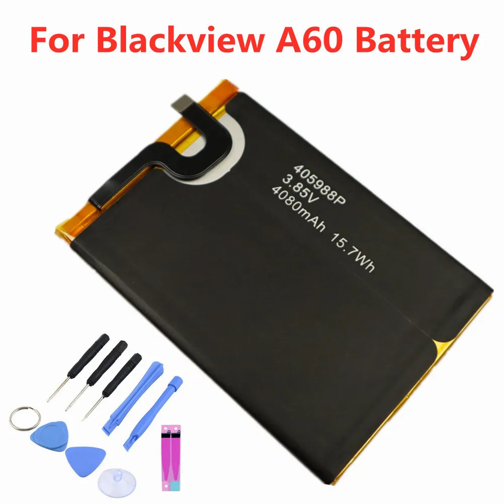 

100% Genuine Original 405988p Battery 4080mAh For Blackview A60 Mobile Phone High Quality Replacement Batteria + Tools