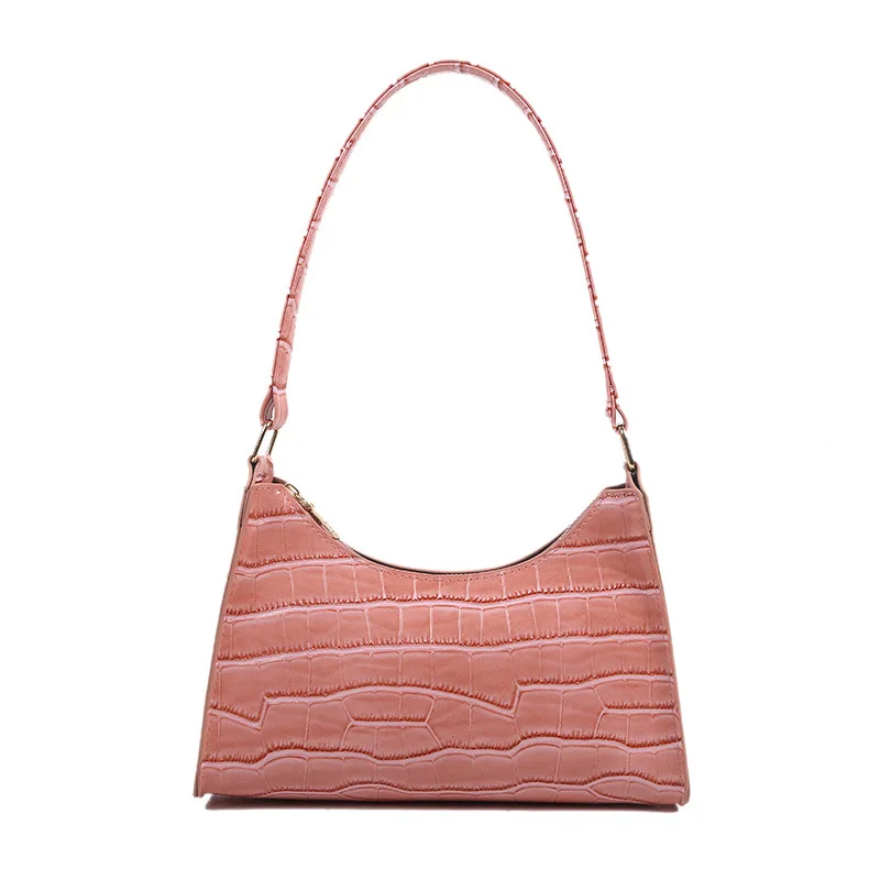 

High-Quality Pu Leather Shoulder Bag Women's Fashion Luxury Stone Pattern Women Handbag Designer Zippered Underarm Shoulder Bag