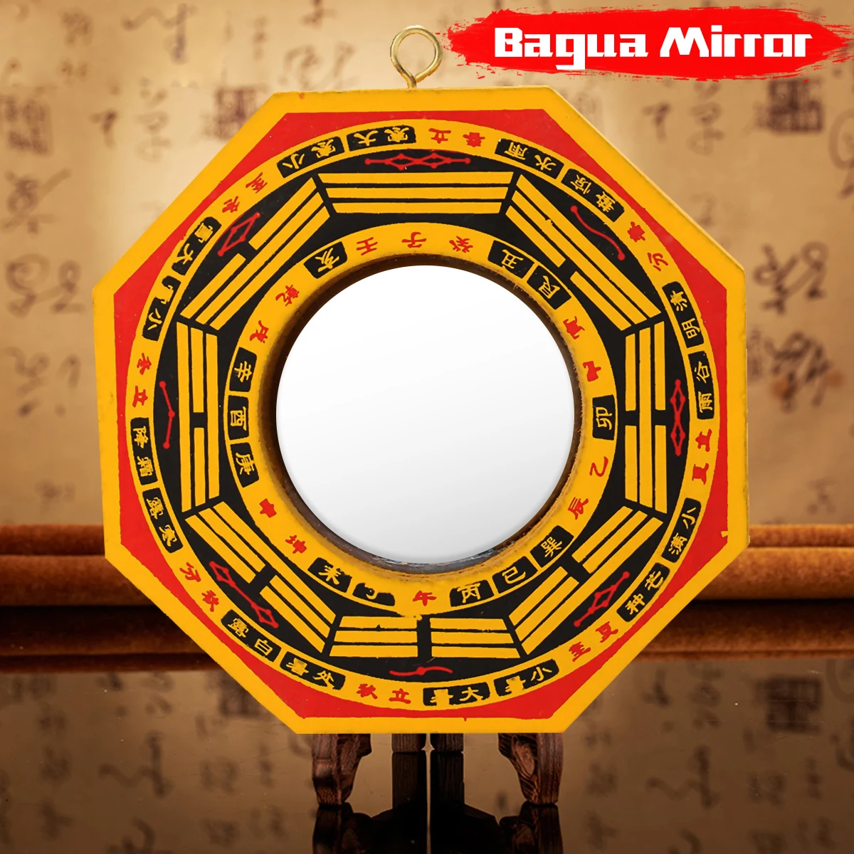 Деревянный Счастливый Китайский фэн шуй Дент выпуклая Багуа фэншуй зеркало