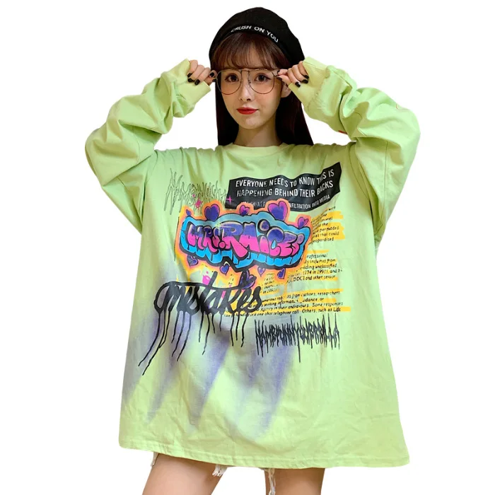 Женская хлопковая толстовка с длинным рукавом в стиле хип хоп|Женские толстовки