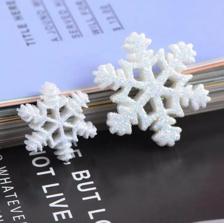 20 шт./лот рождественские украшения белая Снежинка из смолы с плоским основанием