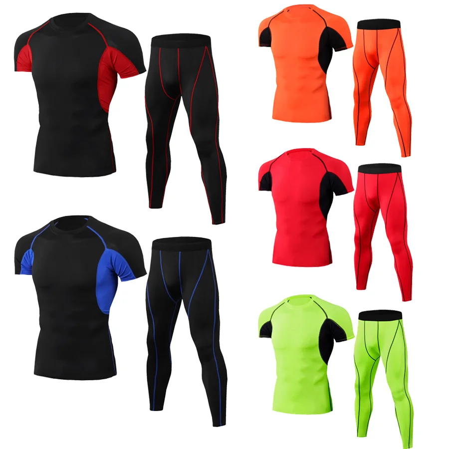 

Новинка 2020, компрессионный мужской спортивный костюм, облегающая одежда для тренажерного зала, костюмы для йоги, тренировок, бега, ММА, мужс...