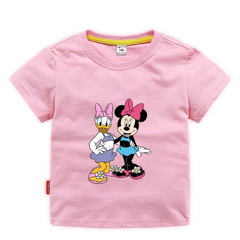 Summer Little Girls Short Sleeve T Shirts Minnie Mouse Costume Teen Children Pretty Outfits Daisy Duck Tee Tops Children Clothes