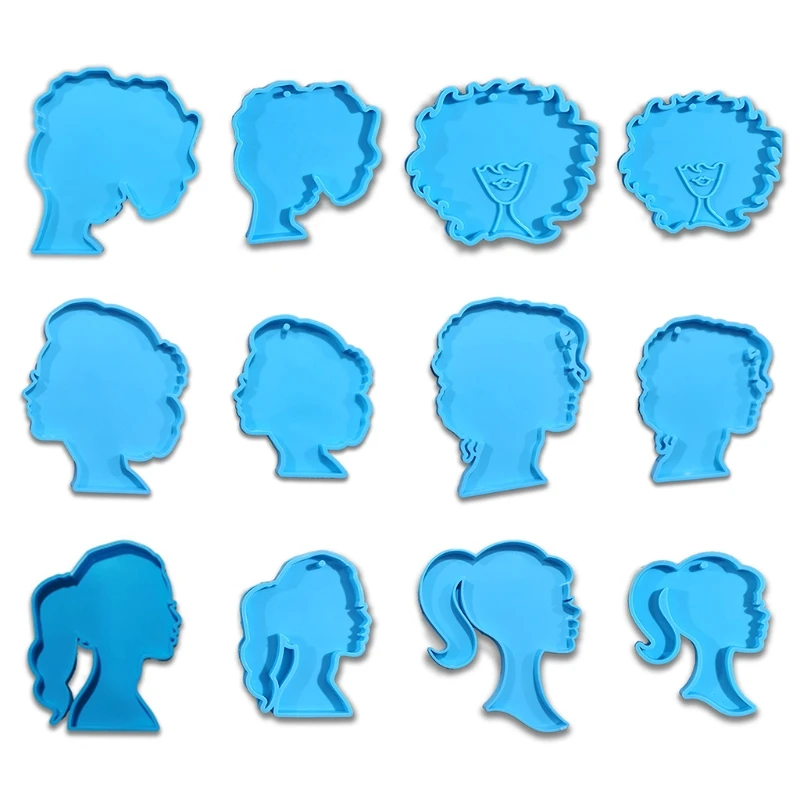 

Human Head Series Epoxy Resin Mold Keychain Pendant Silicone Mould DIY Crafts Jewelry Casting Tool