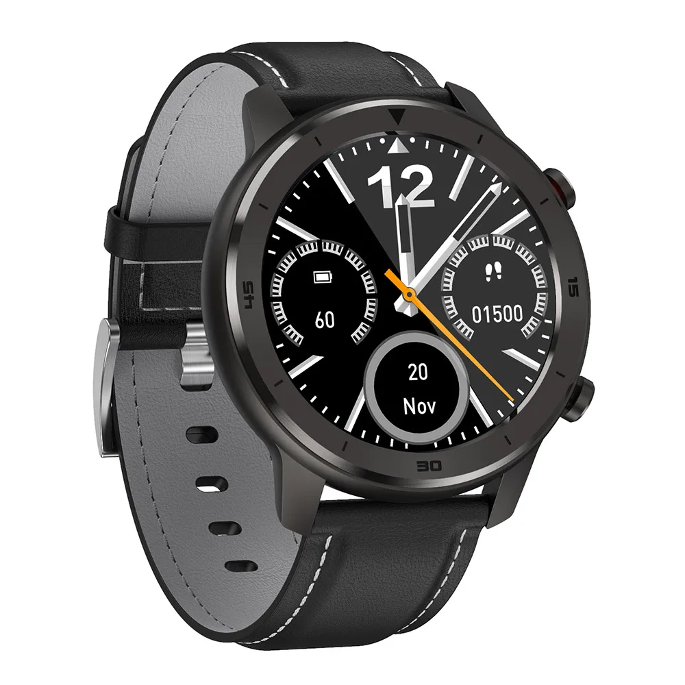 Gray leather LEMFO Смарт-часы Полный сенсорный экран для сердечного ритма Монитор артериального давления IP68 Водонепроницаемые Смарт-часы для мужчин и женщин для huawei Android - Цвет: Gray leather
