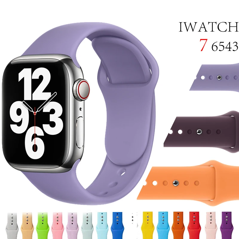 

Ремешок для Apple Watch SE band 45 мм 41 мм iWatch 42 мм 38 мм, силиконовый браслет для наручных часов, Apple watch 44 40 мм Series 3 4 5 6 7
