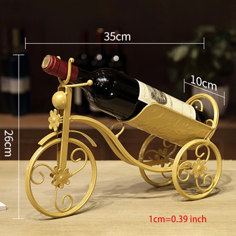 

Vintage Metal Tricycle Shape Red Wine Holder Single Bottle Bike Shaped Creative Wine Storage Bar Display for Home and Office