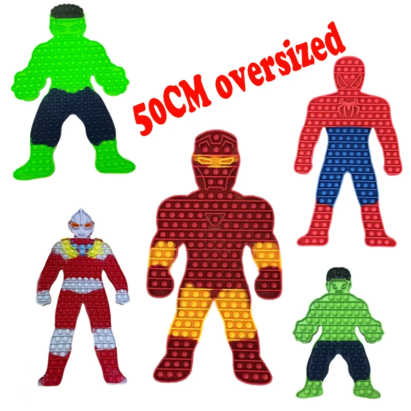 

50Cm Oversized Hulk Spiderman Iron Man Squeeze Bubbles Pop It To Relieve Stress Fidget Toy Childrens Gift Party Props