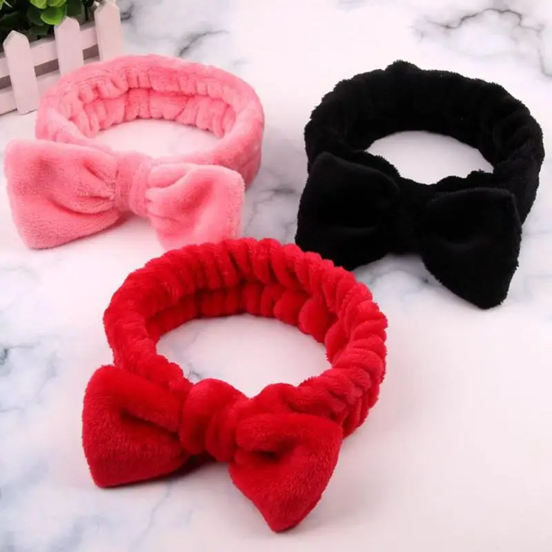 Женская Мягкая повязка на голову для волос из кораллового флиса с бантом