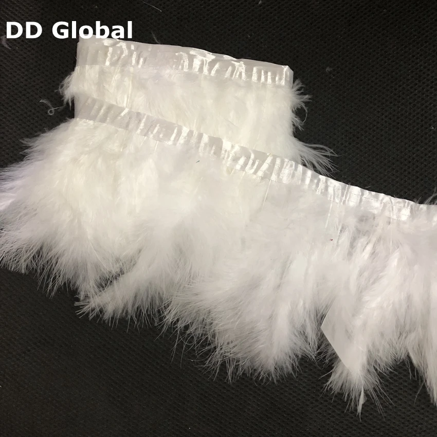 white 2 метра Глубокий серый перья марабу отделка бахрома DIY изделия перо для рукоделия Изготовление ювелирных изделий карнавальные украшения - Цвет: white