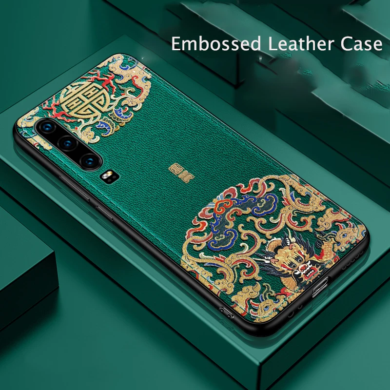 For Huawei P30 P30 Pro Mate 20 20X Honor 20 Pro 20i Lite Nova 5T Case Antifingerprint Shockproof PU Leather Embossed Cover Funda