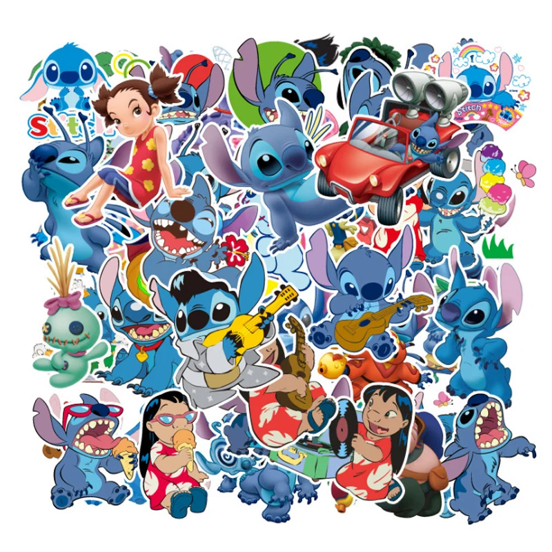 

55pcs Disney Stitch Cartoon Stickers Waterproof Skateboard Luggage Guitar Laptop Funny Graffiti Sticker Kid Classic Toy